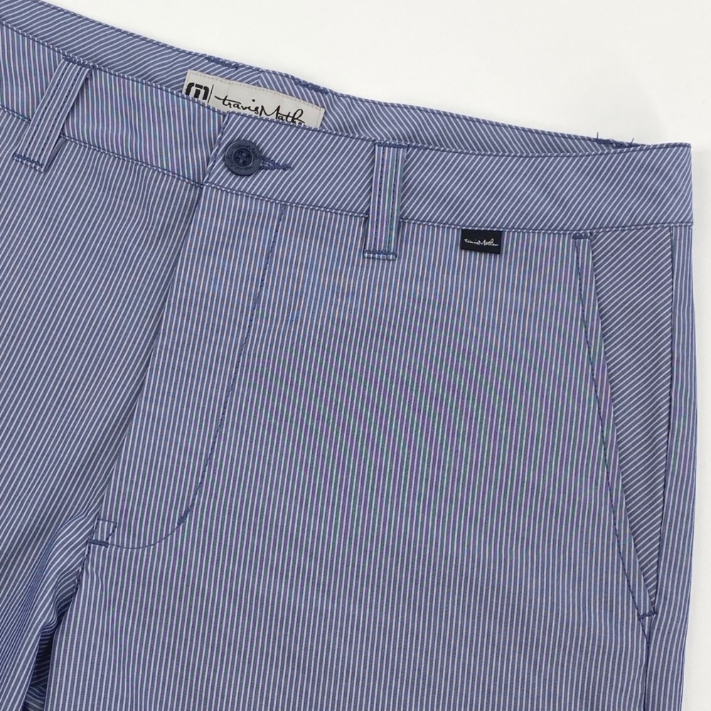 Travis Mathew Golf Shorts Mens 32 Blue Pinstripe‎ Shorts Performance Stretch